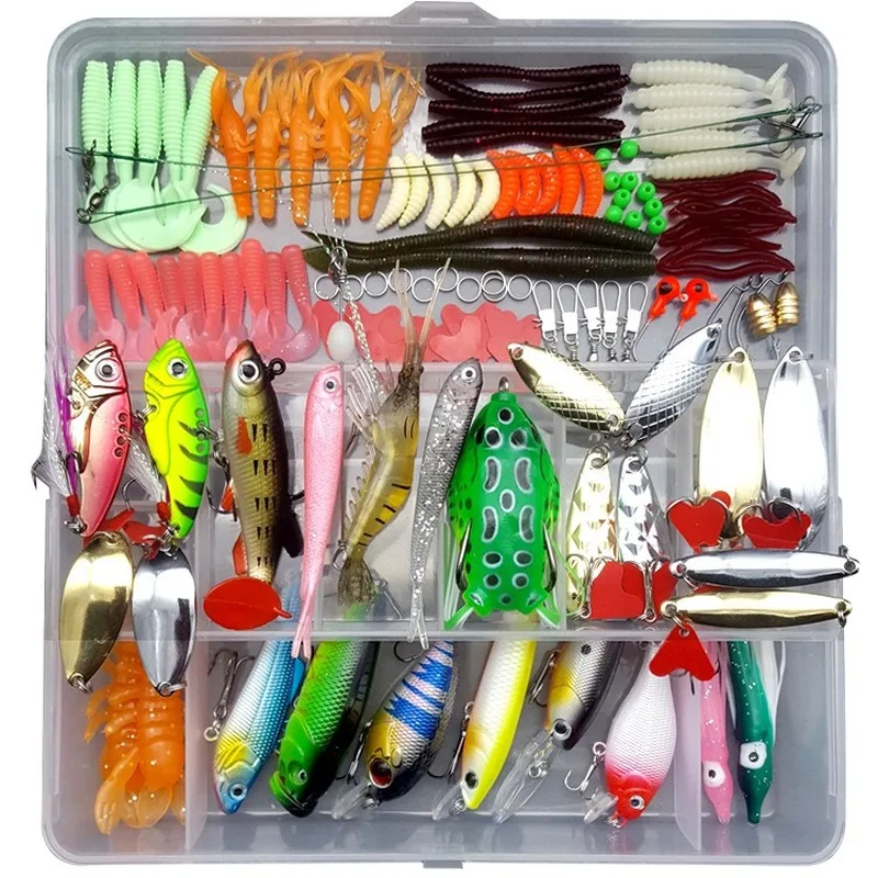 

Multi Function Fishing Lure Mixed Colors Plastic Metal Bait Soft Lure Kit Fishing Tackle Wobbler Spoon Pesca Peche Artificias