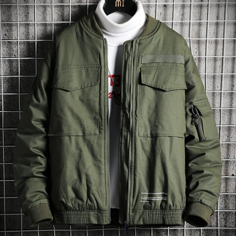 Casual Winter Solid Color Mens Thicken Warm Cotton Padded Jackets Army Green Black Down Coat Outwear Parkas Oversized M-5XL Tops