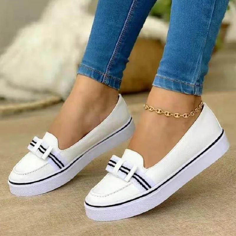 

Туфли женские износостойкие, лоферы, дышащие, круглый носок, ремешок с пряжкой, плоская толстая подошва, разные цвета, лето 2021