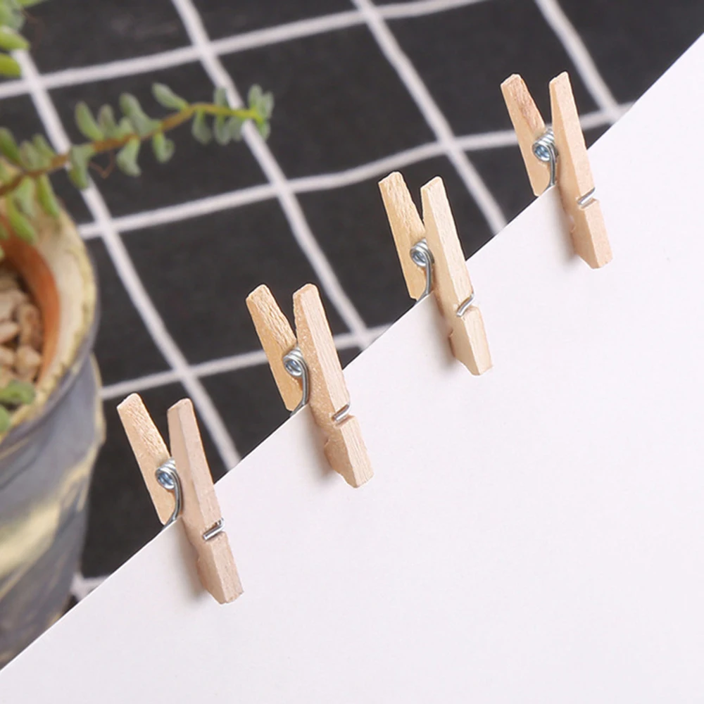 

100Pcs 2.5cm Mini Natural Wooden Clothes Pin Photo Peg Clothespin DIY Craft stationery clips paper clips desk set paperclips