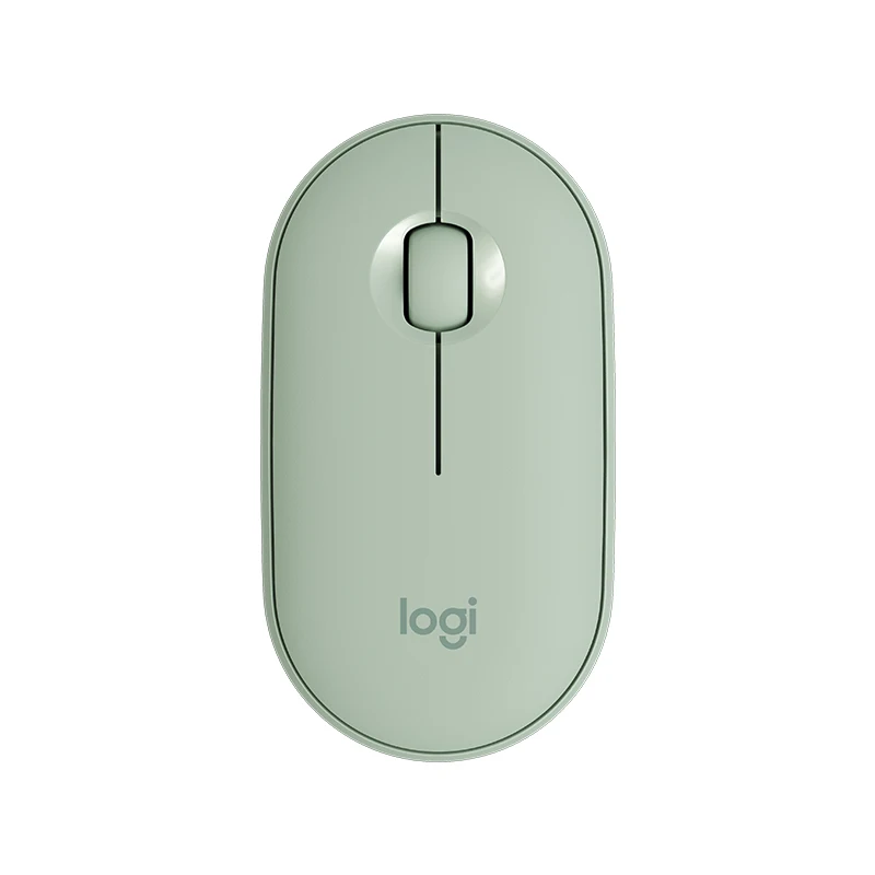 Беспроводная Бесшумная мышь logitech PEBBLE с Bluetooth, тонкая и портативный светильник, Современная мышь с 1000 dpi 100g, Высокоточная оптическая мышь - Цвет: Green