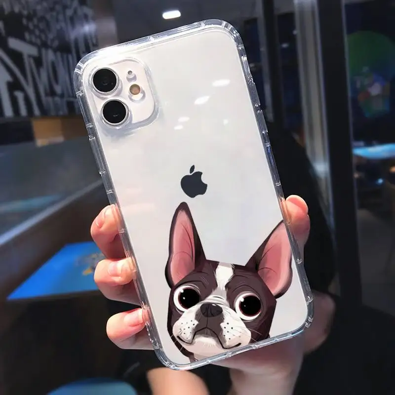 

Dog French Bulldog Phone Case Transparent soft For iphone 5 5s 5c se 6 6s 7 8 11 12 plus mini x xs xr pro max