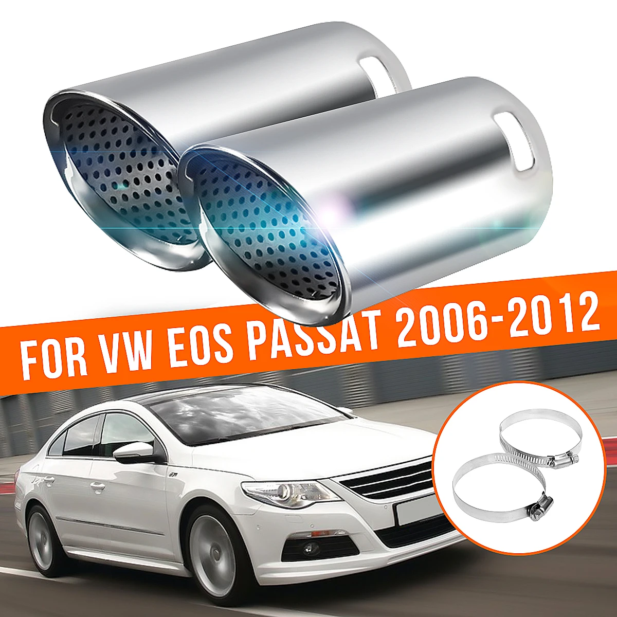 Пара хромированных автомобильных глушителей выхлопной трубы наконечников для VW