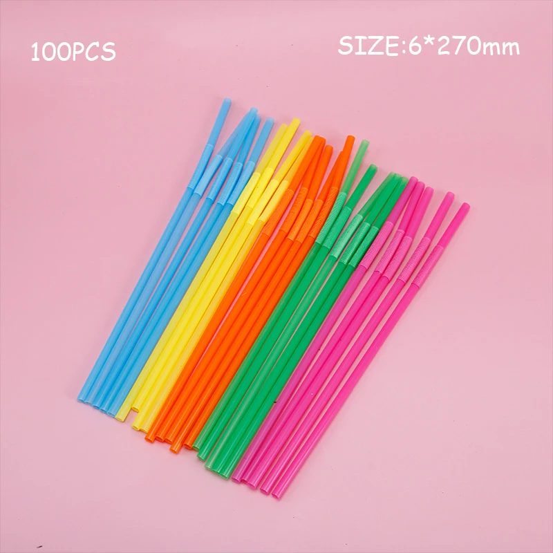 

DEOUNY 100PCS Curved Straws Plastic Drinking Cocktail Lengthen Coffee Party Special Summer Straws Tube Bar Drink Accessories