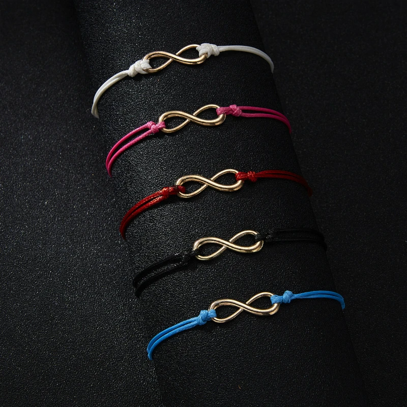 2019 Модный женский веревочный браслет ручной работы 8 металлических женских