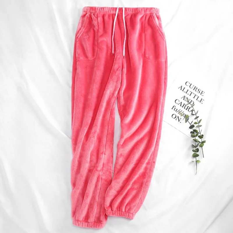 

Брюки женские зимние фланелевые, мягкие удобные домашние штаны из норки и бархата, кораллового цвета, свободные длинные штаны, большие разм...