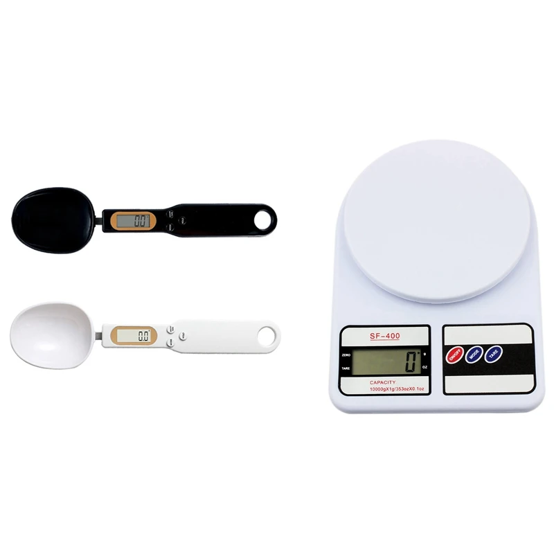 

10Kg Digital Kitchen Scale Food Scale Cooking Tool With 2 Pcs Portable LCD Digital Kitchen Scale,Measuring Spoon