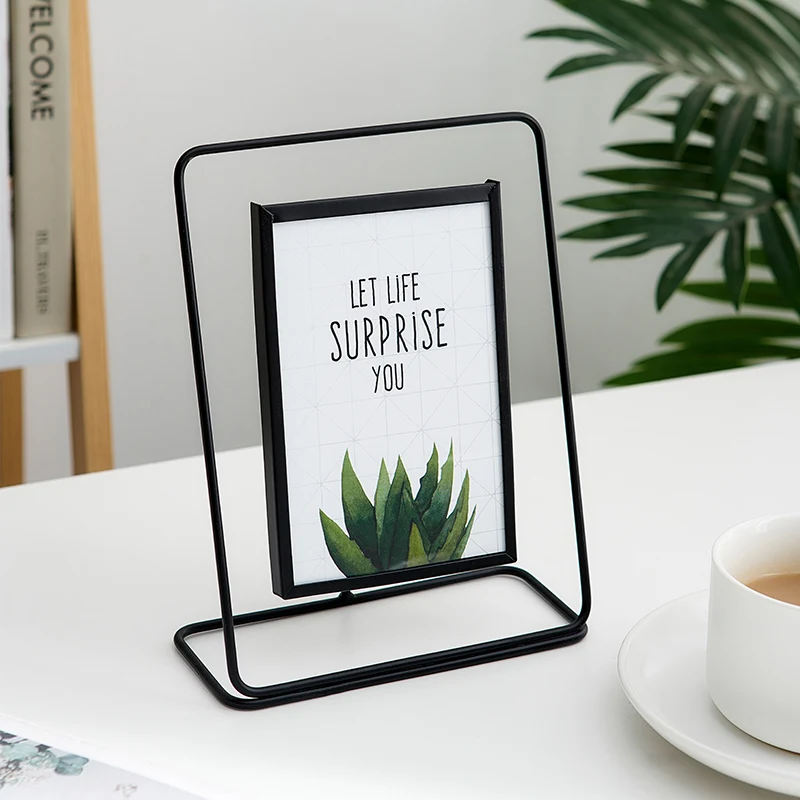 Metal Glass Photo Frame Golden Iron Picture Stand Nordic Home Decoration Painting Poster Bookshelf Decor Accessory | Дом и сад