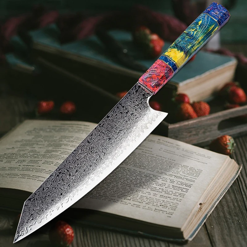 

Damascus Chef's Knife Cut-to-pay Knife Stable Wood Octagonal Handle Sashimi Knife Damascus Steel Cutter
