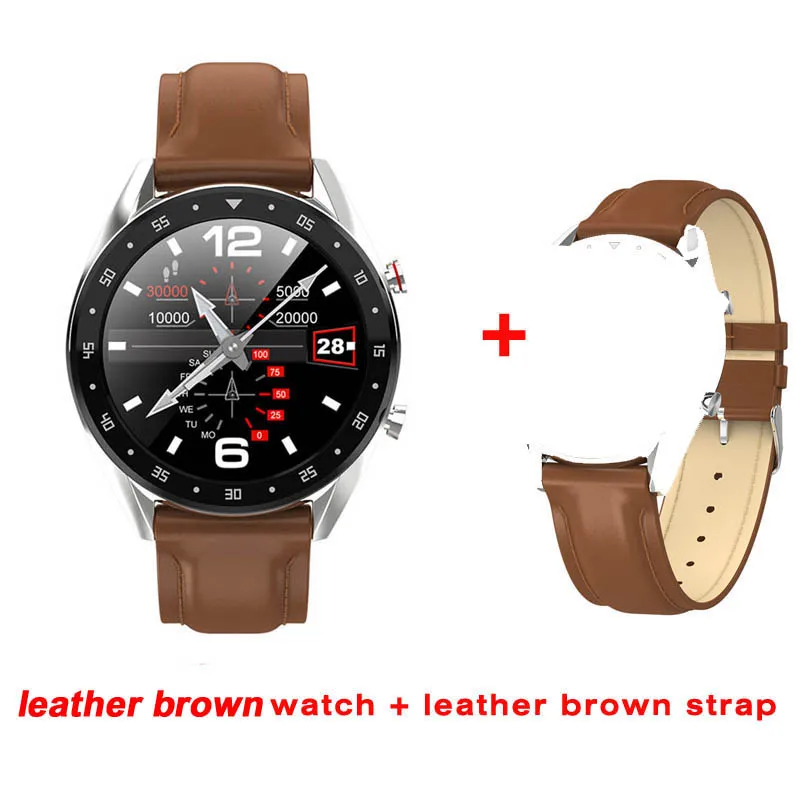 Greentiger L7 Bluetooth Смарт-часы для мужчин ЭКГ+ PPG HRV монитор сердечного ритма артериального давления IP68 Водонепроницаемый умный браслет Android IOS - Цвет: brown add brown