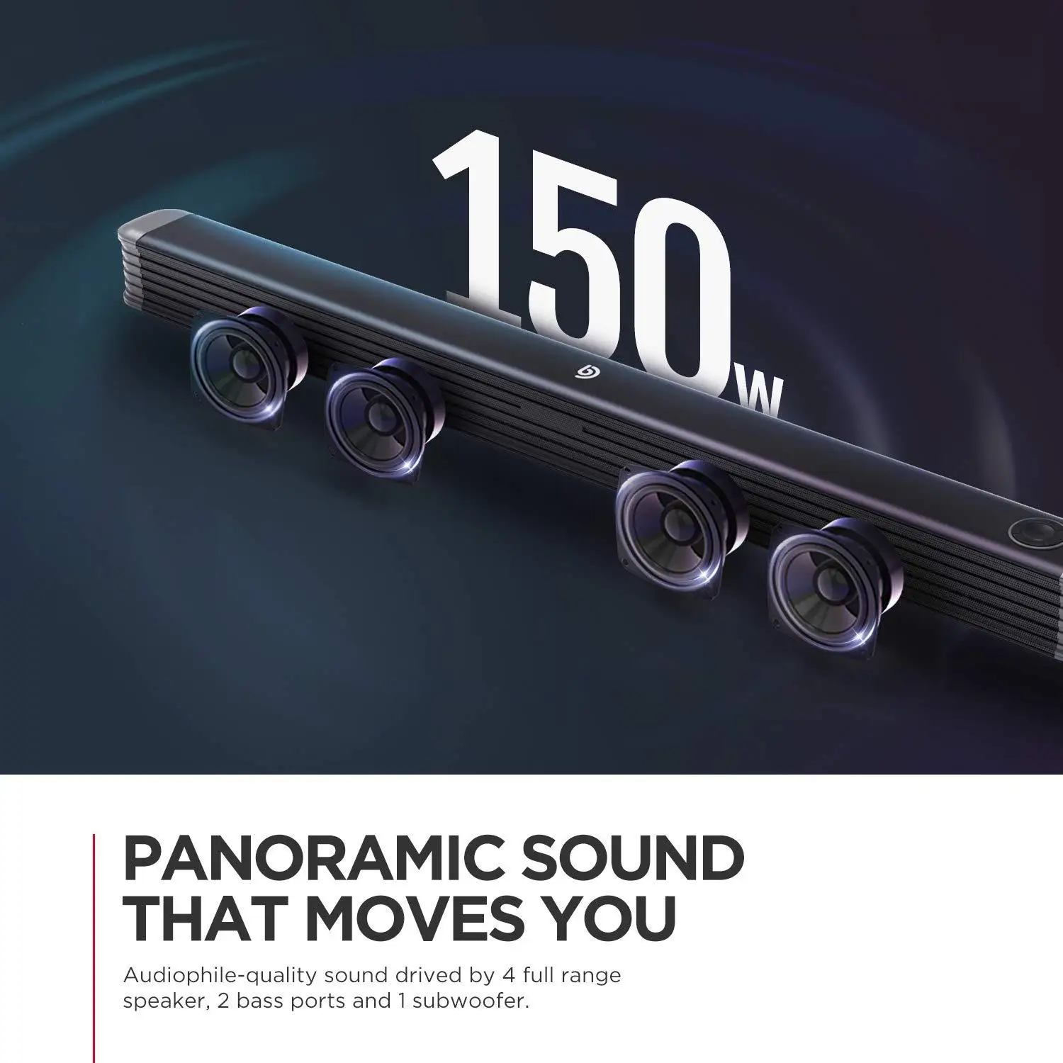BOMAKER 150W Bluetooth Soundbar with Subwoofer Speaker for TV Bass 3D Stereo Surround Sound Home Theater | Электроника