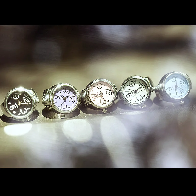 Кольцевые часы модный тренд студенческие мини кольцевые розовый зеленый круглый