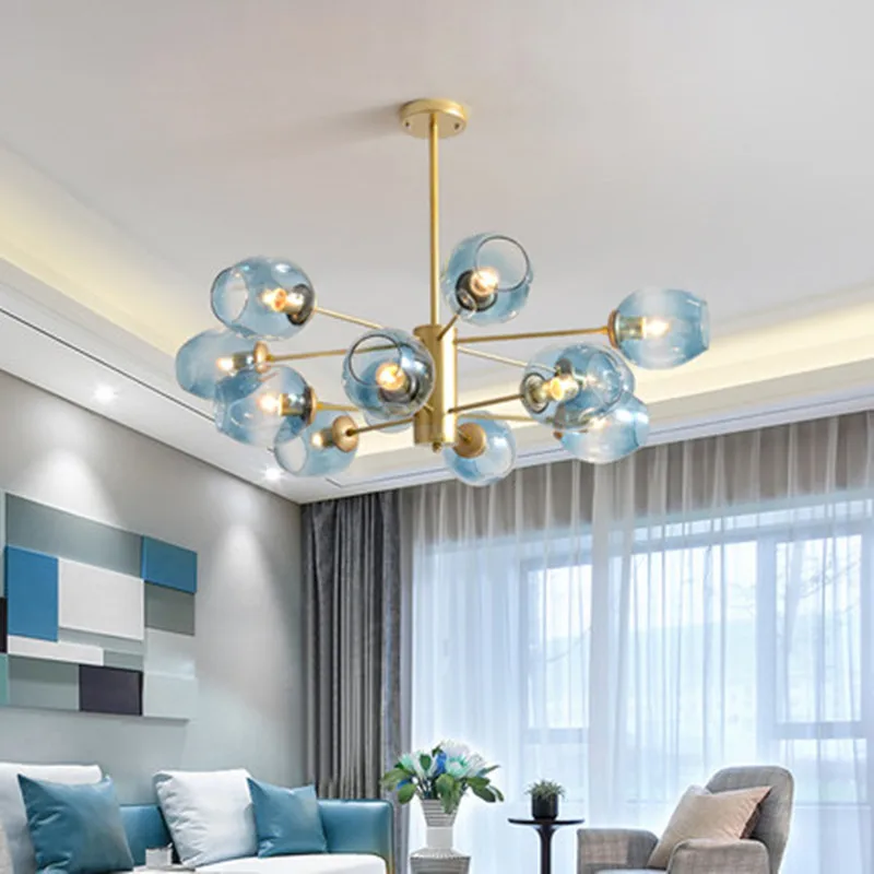 

LOFT Modern Gold Lustre chandeliers 6-16 Arms Retro Adjustable Edison Bulb Lamp E27 Art Spider Ceiling luminaire Fixture
