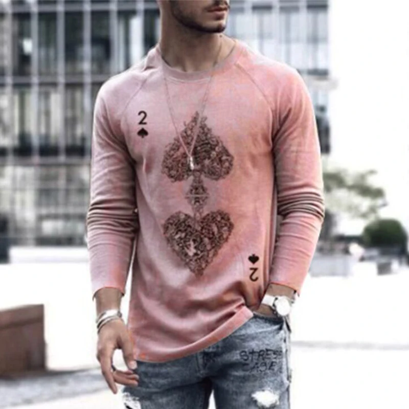 3XL Men's Elastic T-Shirt: Casual Long Sleeve O Neck Pullover Top for Fashionable Males; Print Design on Man Clothing - Brand Tee image 5