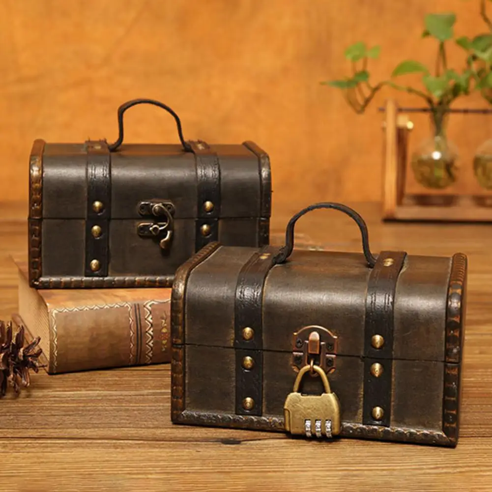 Waterproof Beautiful Retro Photography Supplies Suitcase Wood Treasure Chest for |