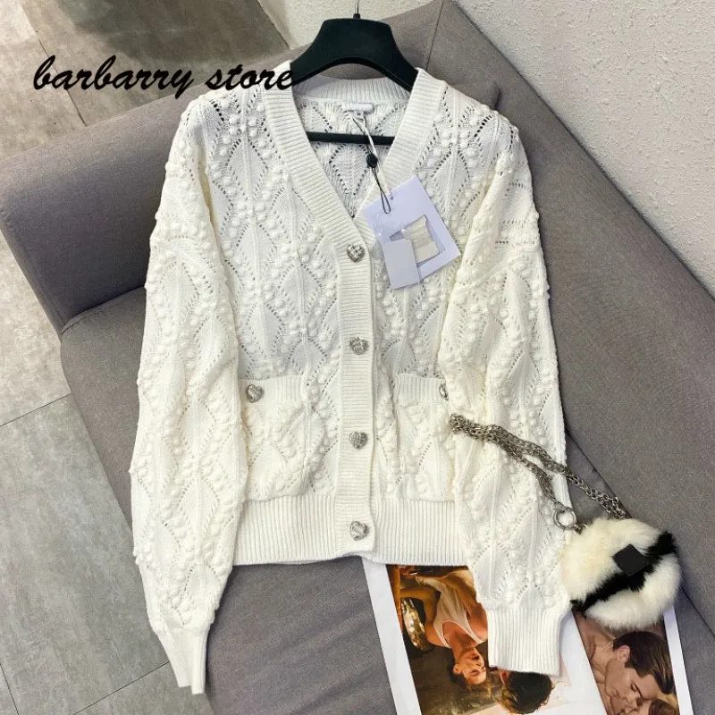 

Женский однобортный Кардиган с длинным рукавом, роскошный брендовый модный топ с трехмерным цветочным принтом на крючках, универсальный ка...