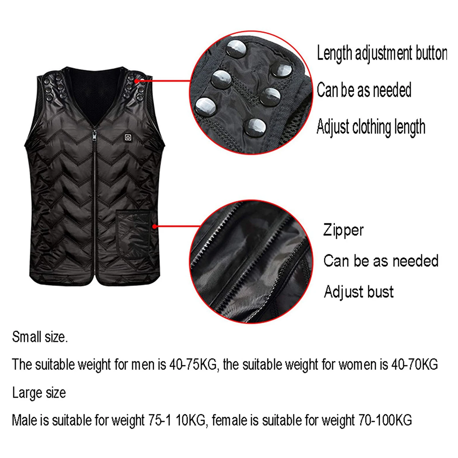 

V Neck Waistcoat Light-weighted Electric Heating USB Powered Hiking Vest Unisex Thermal Heated Jacket for Outdoor Winter