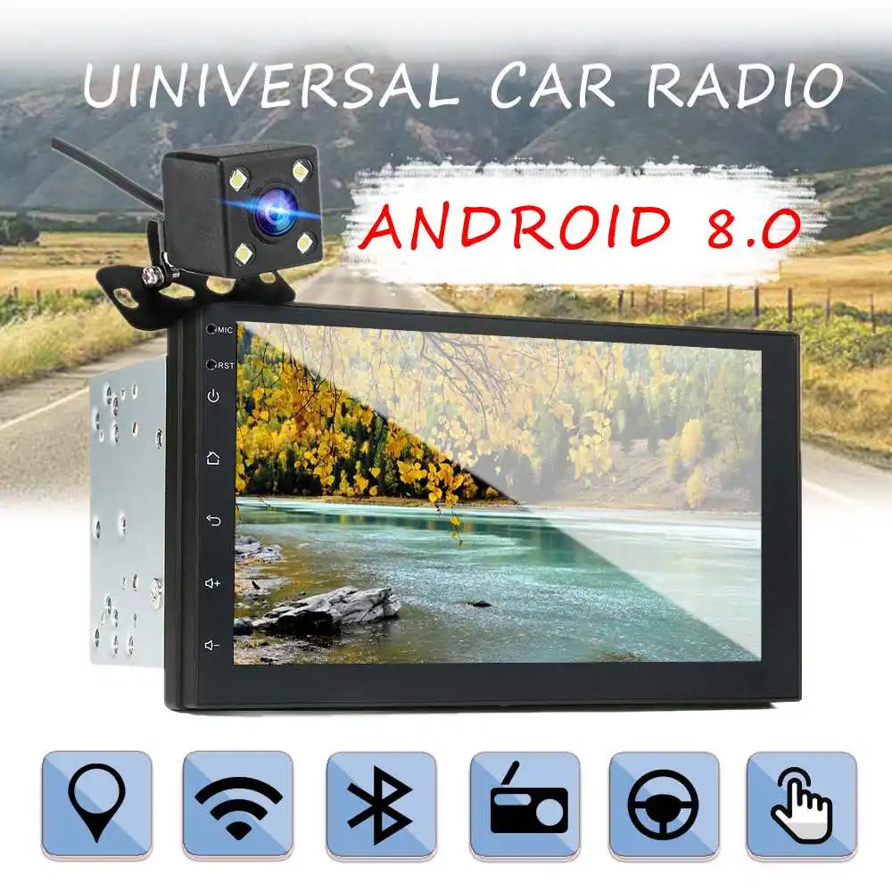 

Автомагнитола 2DIN, 7 дюймов, Android 8,0, 1 + 16 ГБ, мультимедийный плеер, GPS, Wi-Fi, Bluetooth, плеер с задней камерой для Toyota, Volkswagen