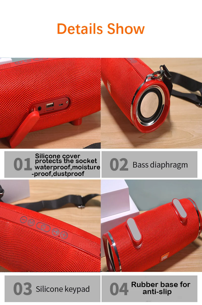 Портативная стереоколонка TG189 беспроводная уличная колонка с функцией объемного