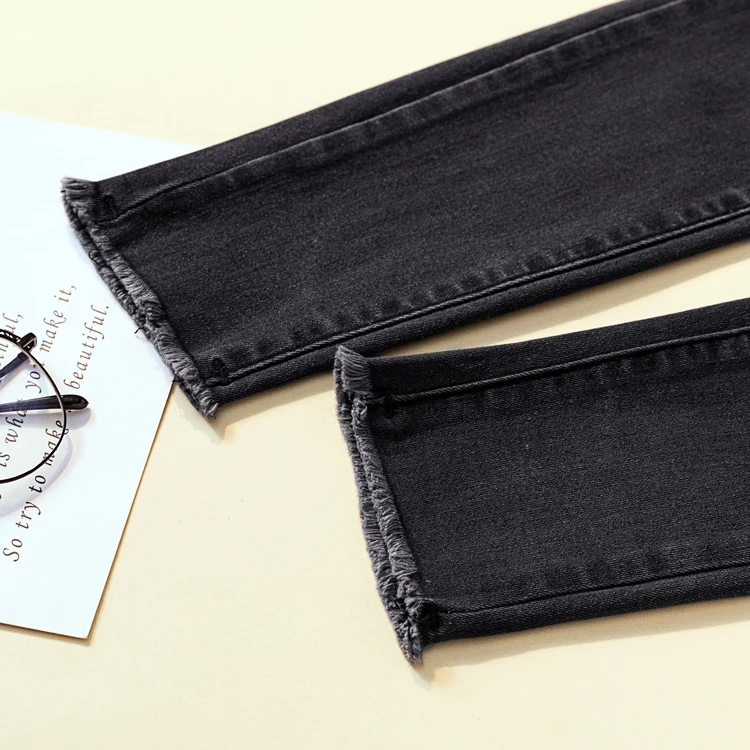 2020 New Arrive Woman Skinny Jeans Black Gray High Waist Elastic Denim Pencil Pants Mon Korean Fashion Solid | Женская одежда