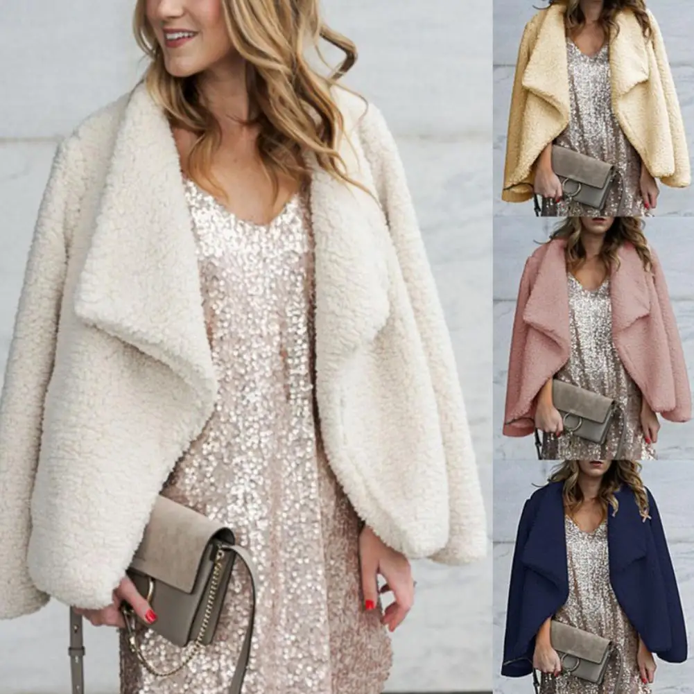 Модный женский осенний зимний однотонный шерстяной кардиган с отложным