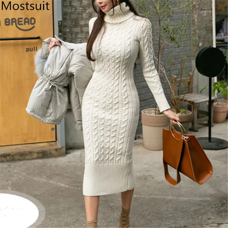 

Платье-Карандаш женское трикотажное, с воротником-хомутом и длинным рукавом, 2021