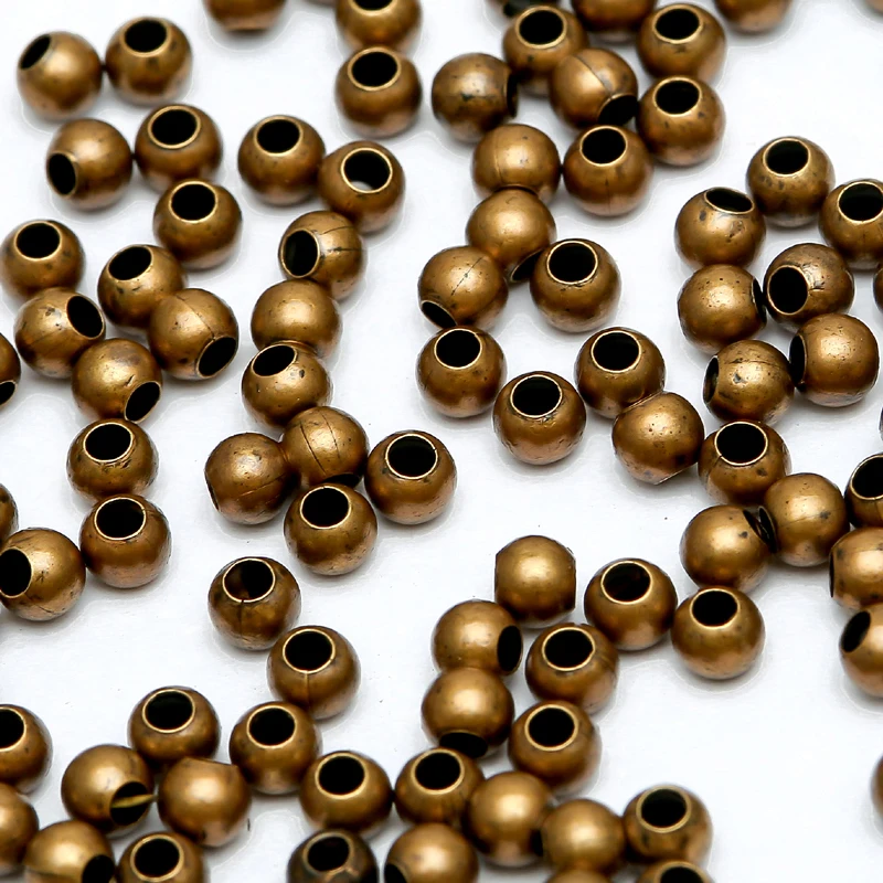 

ILOVEDIY 200pcs/lot Smooth Seamless Antique Copper/Gold Spacer Beads 3mm For Jewelry Making