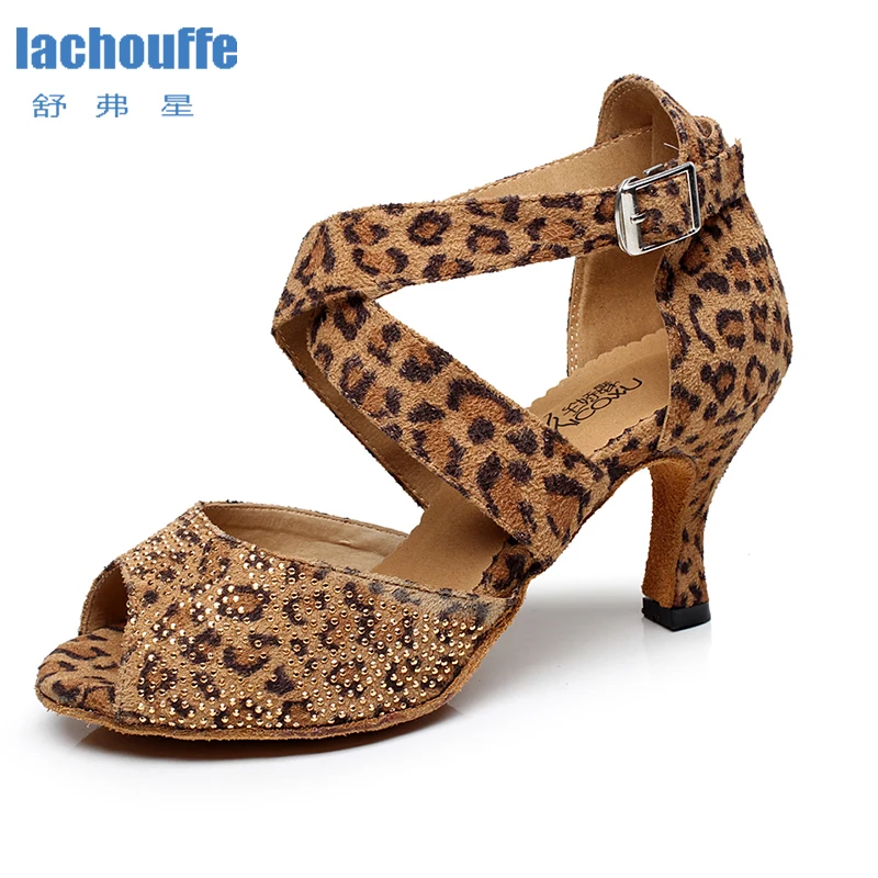 Женские леопардовые туфли для латиноамериканских бальных танцев танцевальные с