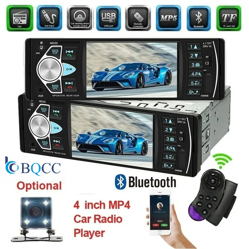 Bluetooth стерео 1Din автомобильное радио Видео Аудио MP3/MP4/MP5/FM дистанционное управление Поддержка камеры заднего вида 4022D Авторадио 4,1 дюймов