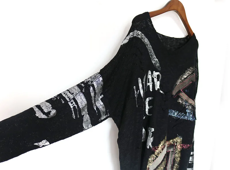 Объемной надписью тонкий свитер для женщин одежда 2019 Модные свободные размера