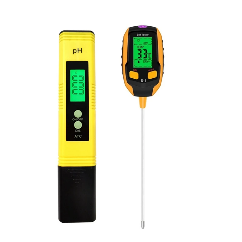 

High-Precision Water Hydroponic PH Meter And 4-In-1 Soil Tester,Temperature, Soil PH, Humidity Digital Plant Tester