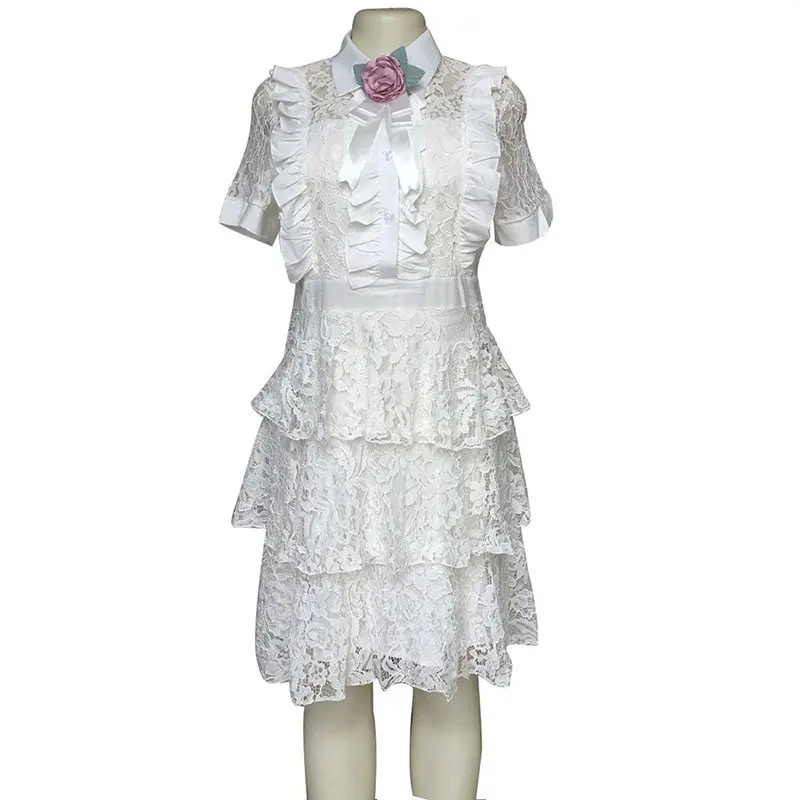 African Fashion Women Elegant Lace Cake Dress Short Party Ball Gown Sleeve Bowknot Sweet Princess Mini | Женская одежда