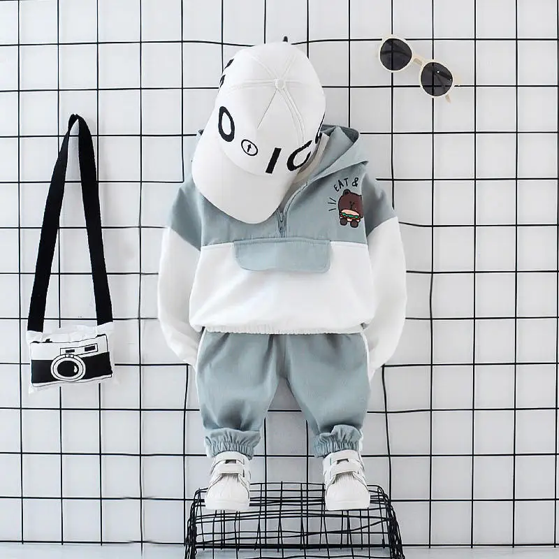 Детский Повседневный костюм с капюшоном для мальчиков и девочек 2 шт./компл.