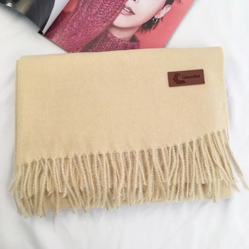 Brand Designer Winter Cashmere Scarf For Women Unisex Wool Scarf Pashmina Solid Color Tassels Ladies Stole Wrap Men Scarves