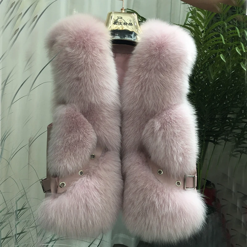 Жилет ZDFURS из натурального Лисьего меха Короткая Безрукавка зимний теплый жилет