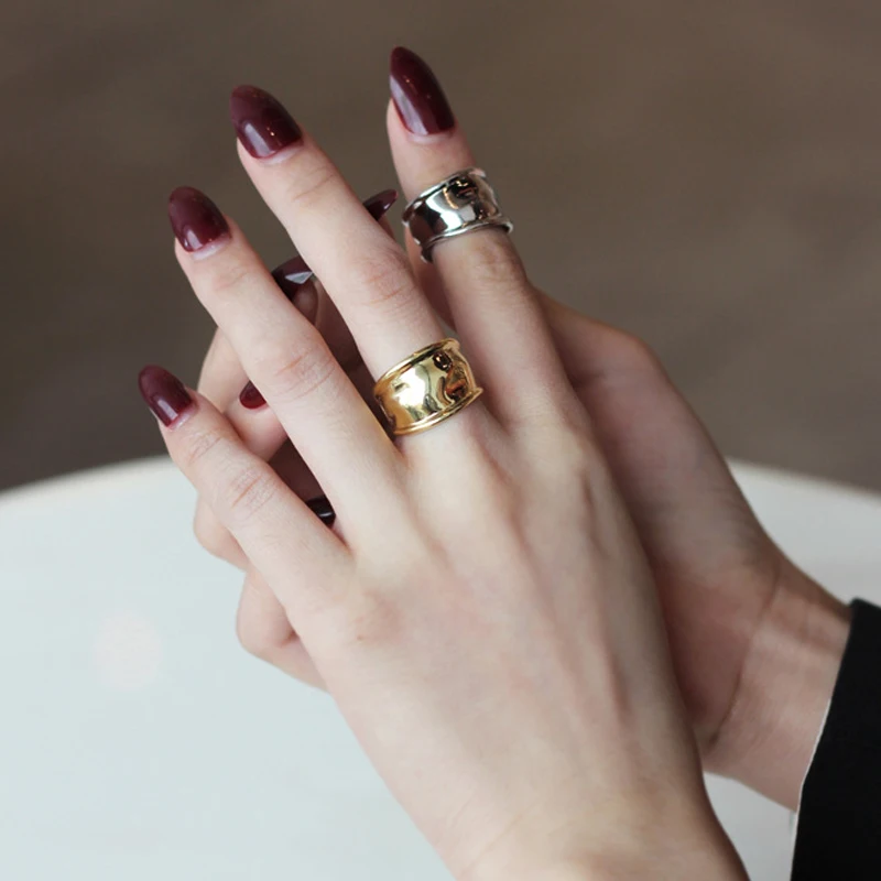 

Silver 925 Ring Gold Plated Fashion Rings for Women Punk Rings Size Adjustable Rings on Fingers Silver Jewelry Gift for girls
