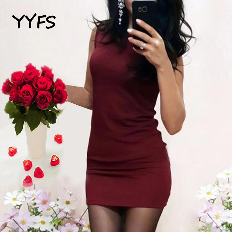 Женское платье футляр без рукавов с круглым вырезом повседневное мини новинка 2021