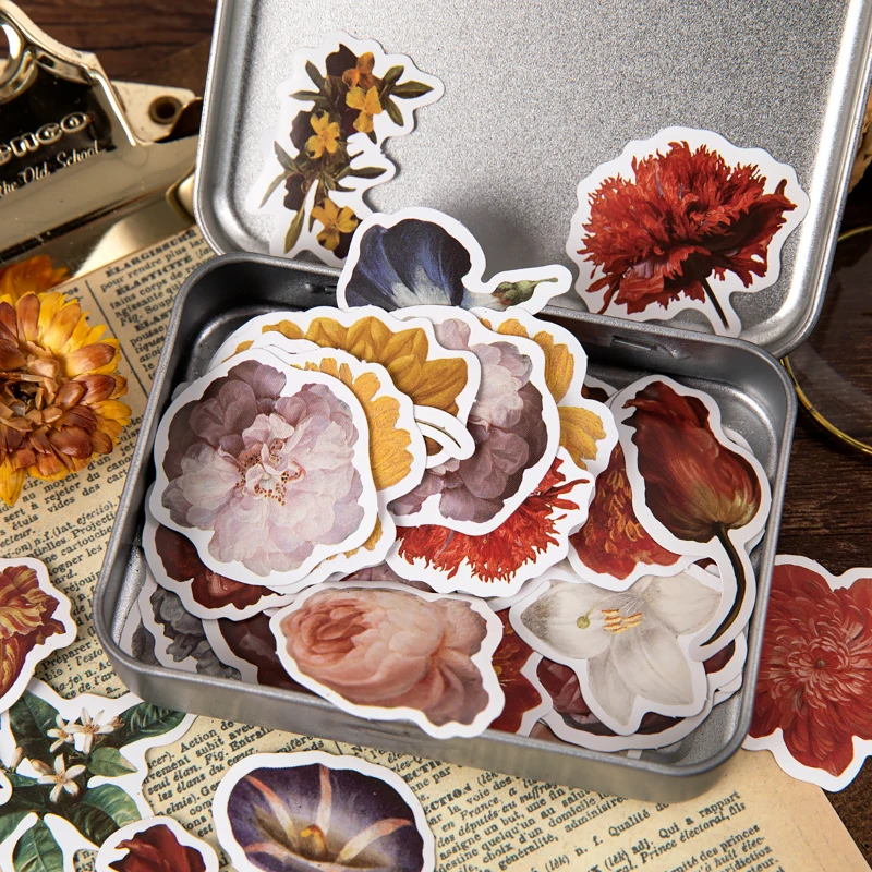 

Classical Garden Sticky Stickers Color Paper Decoracion Scrapbooking Office School Supplies Sticker Flakes 46PCS