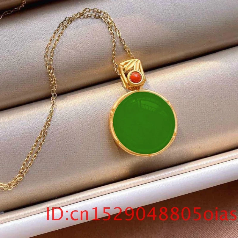Натуральный нефрит Ретро колье с подвеской женское серебро 925 пробы для