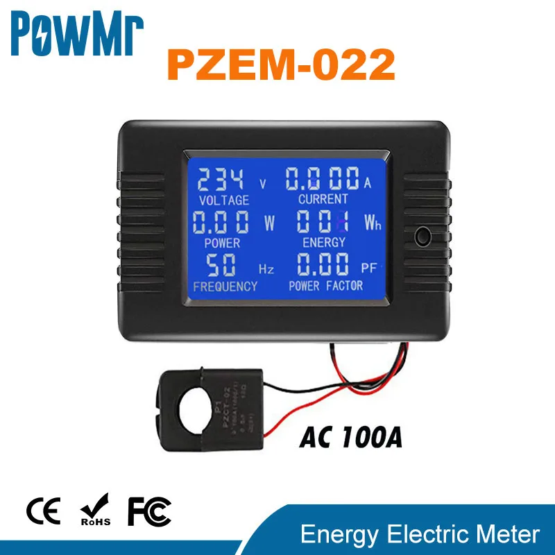 PowMr PZEM AC 6in1 220V100A однофазный цифровой амперметр мощность энергии Вольтметр
