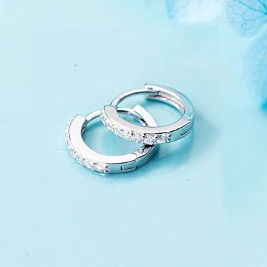 White INZATT, настоящее 925 пробы, серебряные, минималистичные, геометрические, циркониевые, круглые серьги-кольца для женщин, вечерние,, модные ювелирные украшения - Окраска металла: White