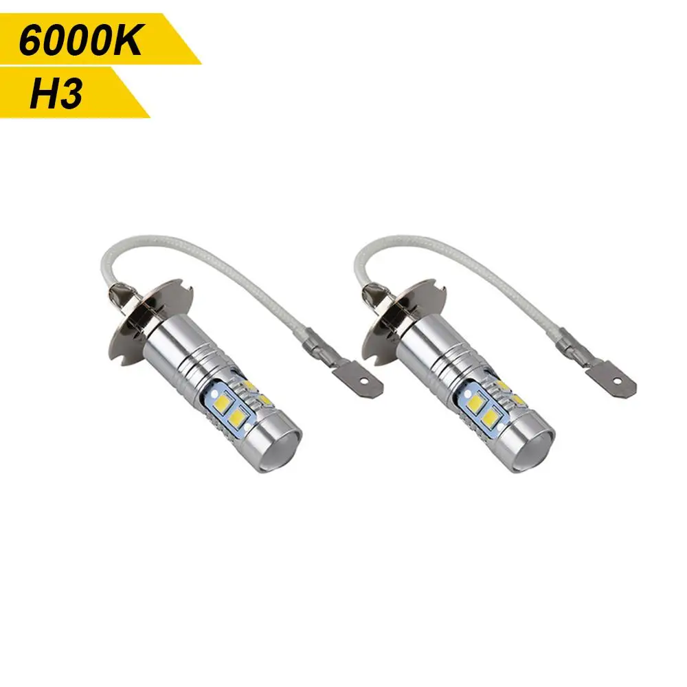 

2pcs H1/H3 LED Headlight Bulb 12/24V Waterproof Super Bright Fog Light Daytime Running Light 6000K White 100W LED Light Bulb