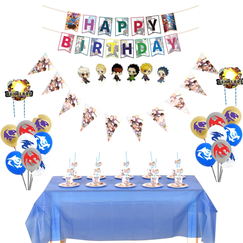 82 шт./лот Мальчики выступает Beyblade Burst тема торт топпера флаг Baby Shower таблички с
