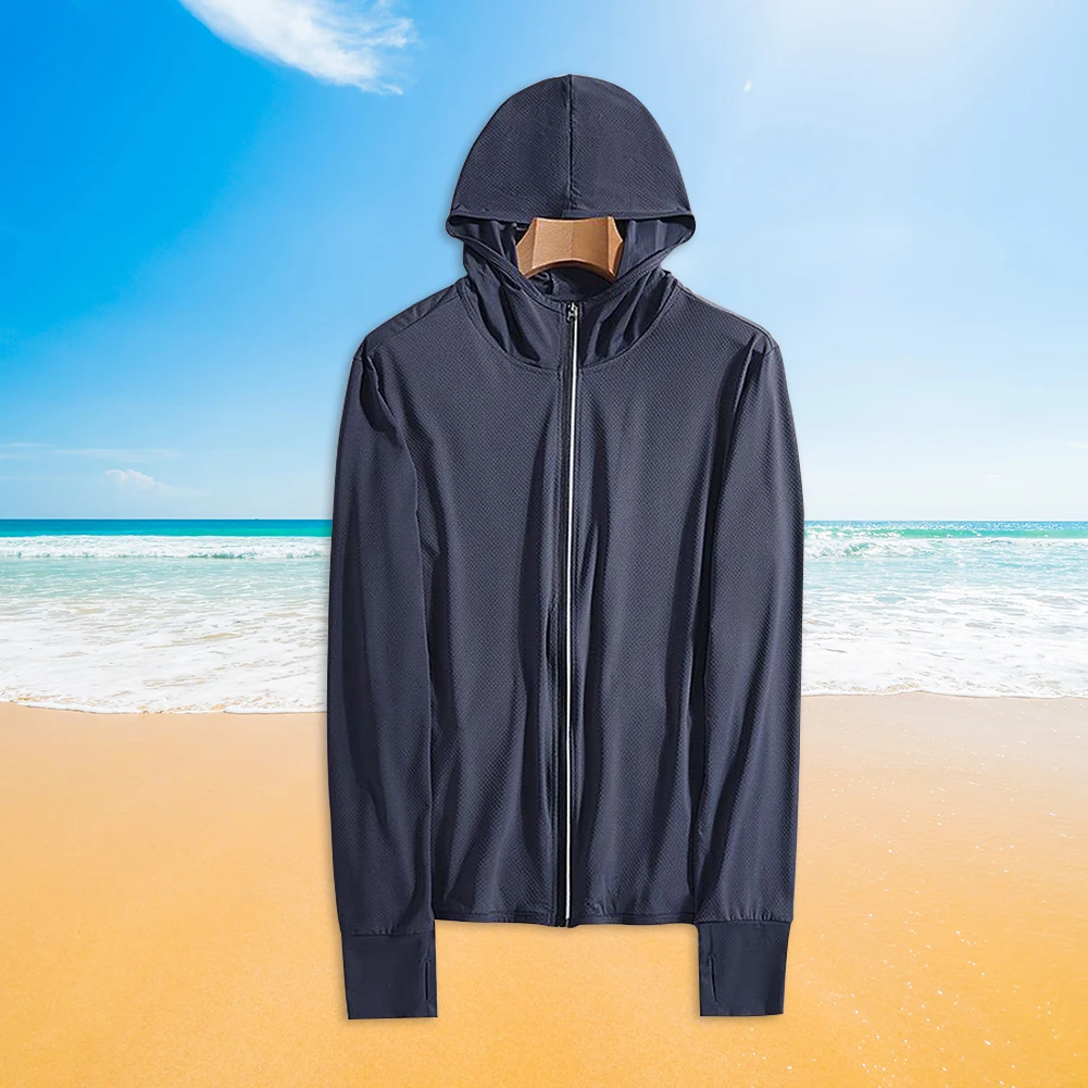 

UV Cooling Clothing Sunscreen Outdoor Sport Cycling Anti Protection Cloak Coats Hooded Solid Color Light Breathable Running