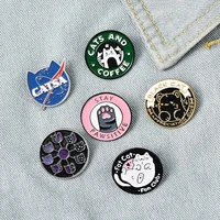 cat kitten planet moon cafe paw badge brooches cats club enamel pin lapel pin jeans shirt bag cute animal jewelry gift