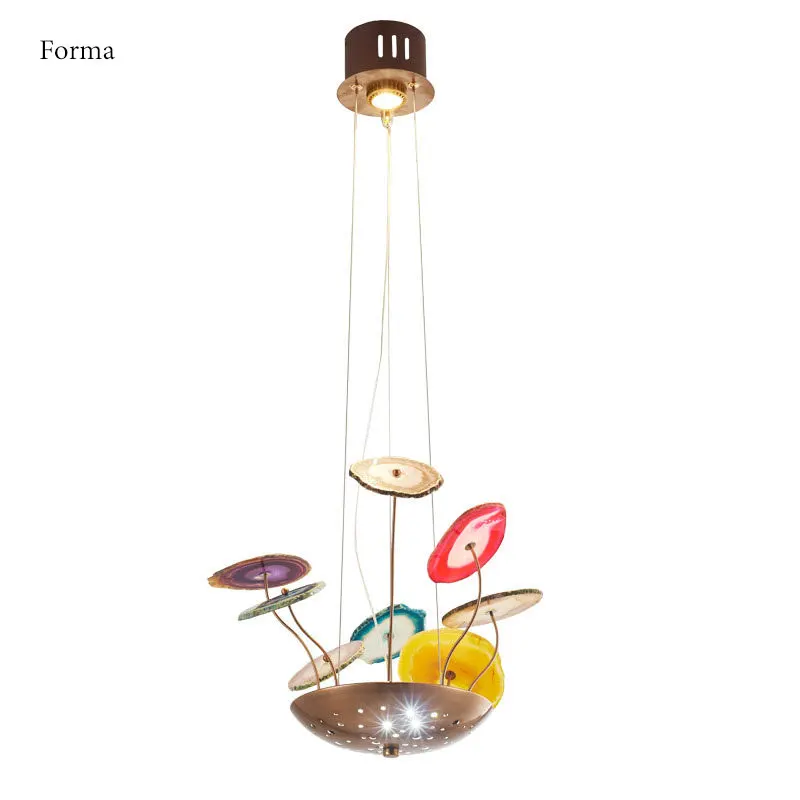 Современный Агат Ретро светодиодный подвесной светильник Гостиная Золотая