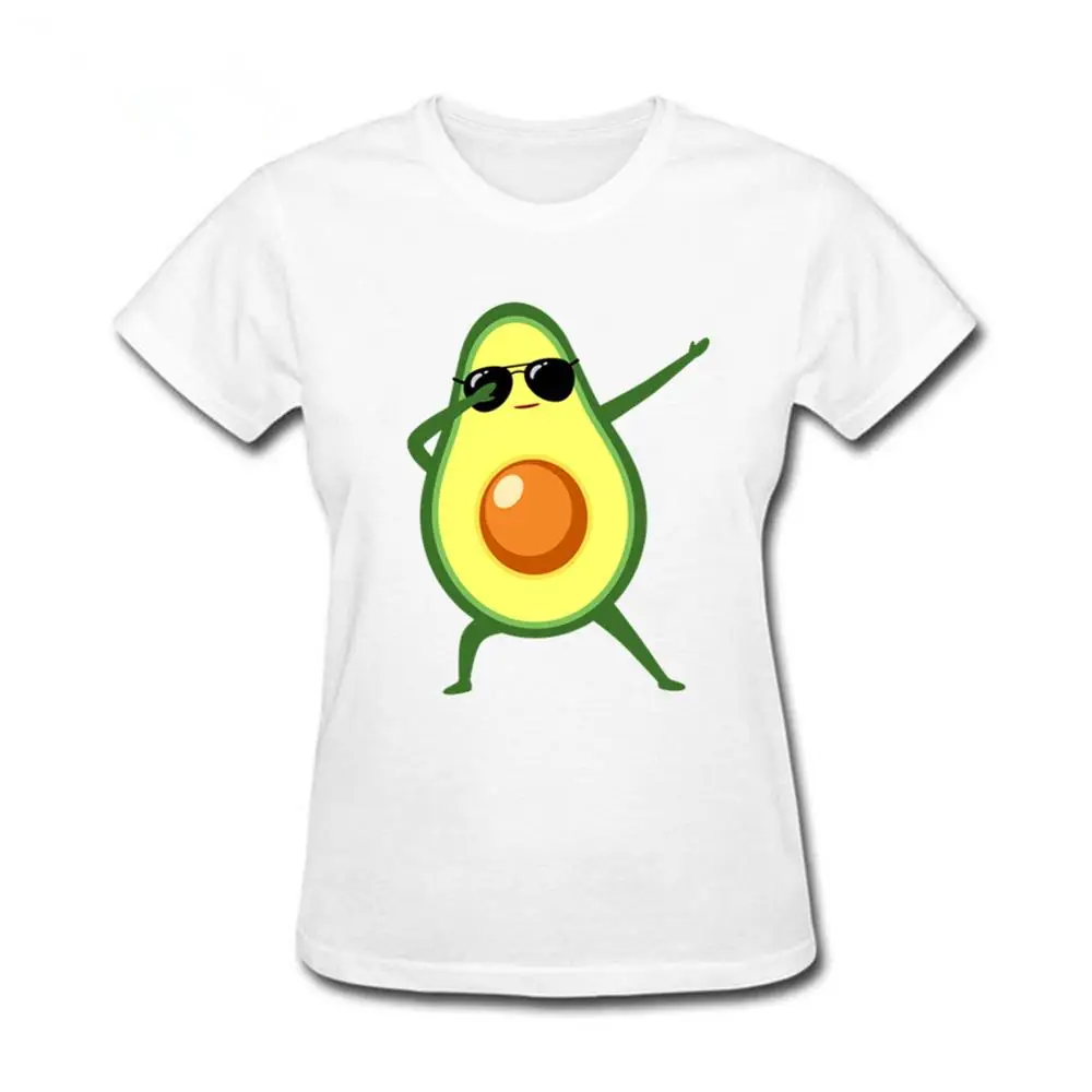 Белая футболка женская с мультяшным авокадо солнцезащитными очками милая