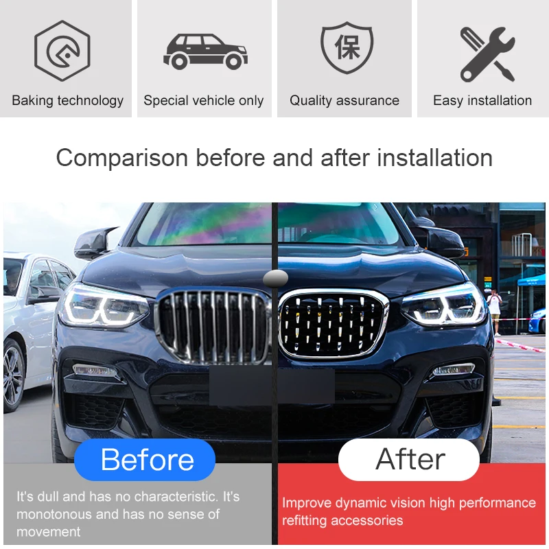 SPEEDWOW автомобиля черных масок Diamond Передняя решетка ABS гоночный автомобиль для BMW X1