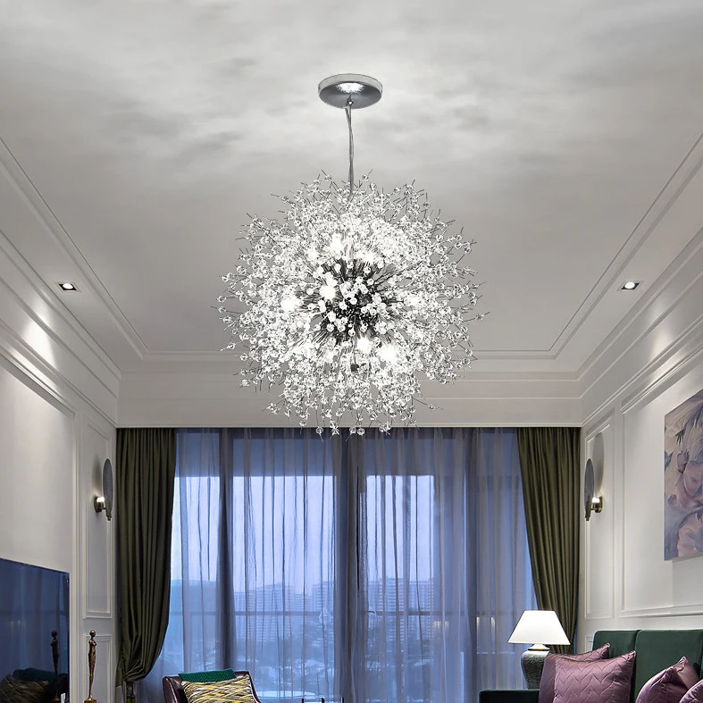 Silver Body Spark Ball светодиодный люстра освещение люстра в форме одуванчика столовая гостиная бар личность креативное искусство хрустальные лампы - Цвет абажура: Silver Body