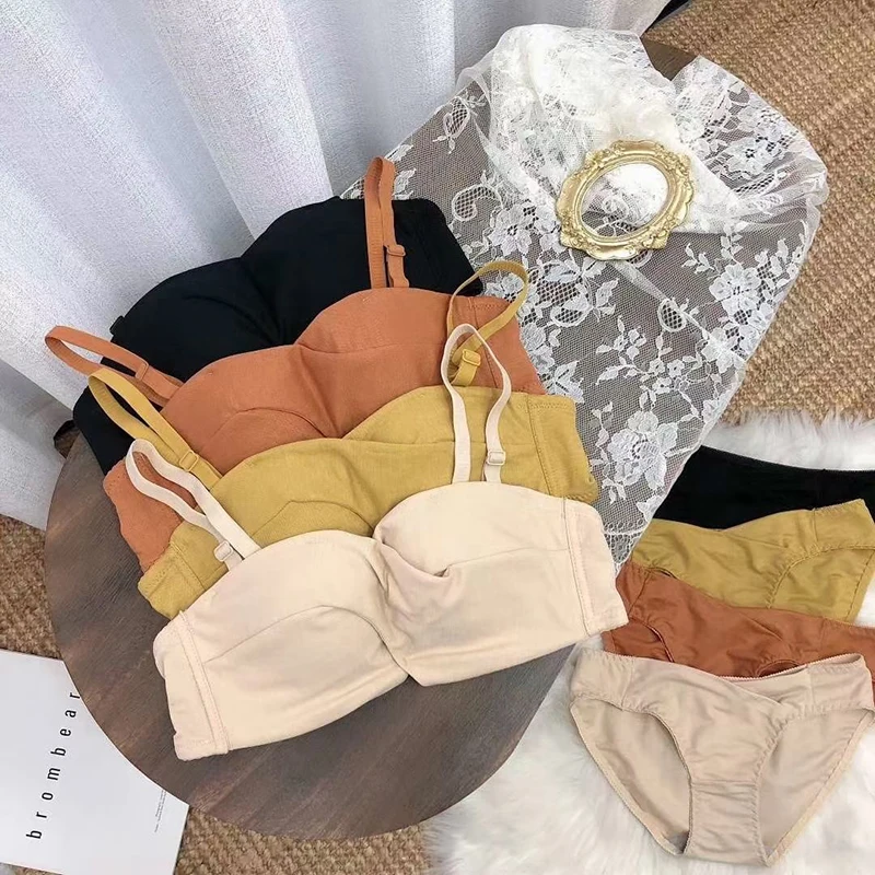 

Antiskid Strapless Underwear Women's Small Chest Gathered Without Steel Ring Summer Thin Invisible Bra Wrapped Around The Chest